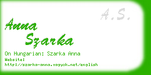 anna szarka business card